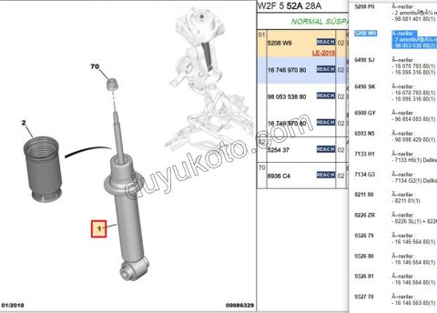 Ön Amortisör P5081 P407 C53 DW12C