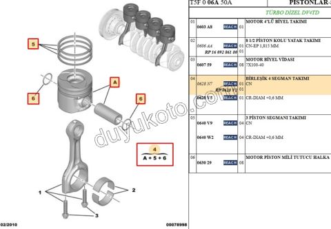 PISTON + SEGMAN---(TEK 1AD ) STD DV44 73.70MM
