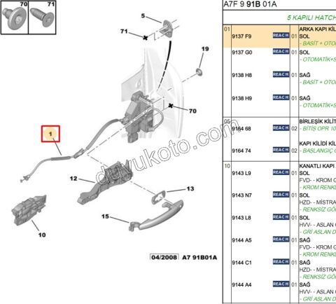 KILIT KAPI IC ARKA L P207