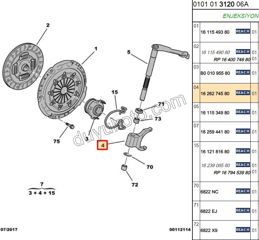 CATAL DEBRIYAJ P108 C12 1.0CC