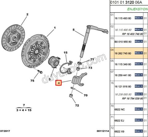 CATAL DEBRIYAJ P108 C12 1.0CC