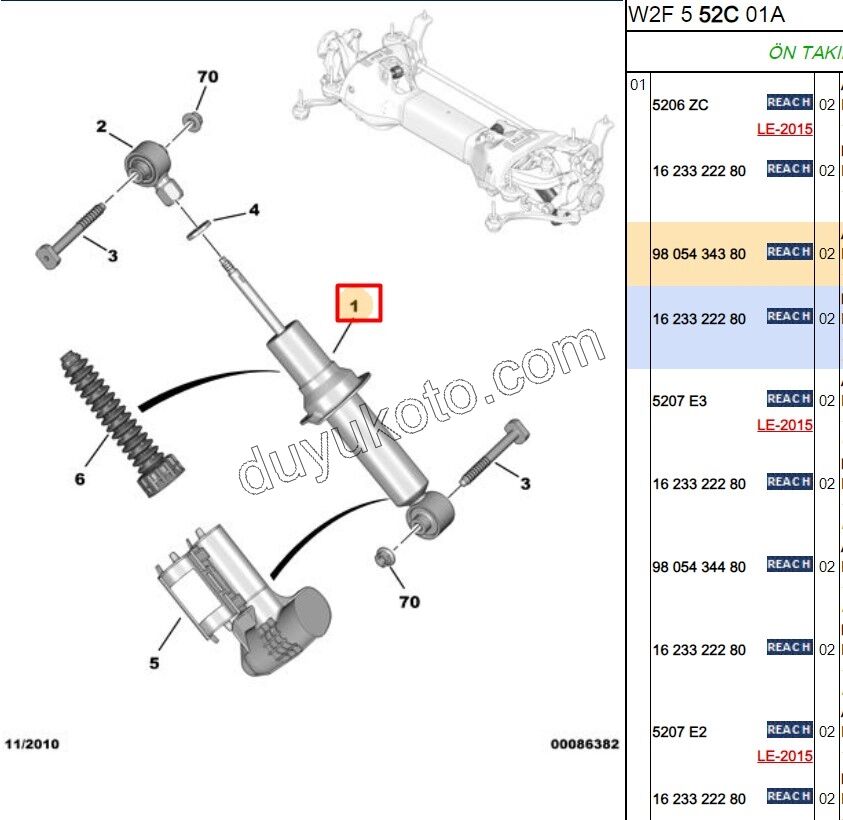Arka Amortisör P5081 P407 1.6HDİ Euro4 DW10C