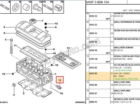 MUSUR (S.KAPAKTA) ACIK MAVI 2PIN P206 P306 TU3JP TU5JP 336401 15F6 P306