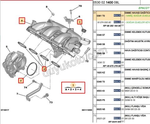 MANIFOLD EMME 1.6THP 156HP V759507780 11617595078 11617595077
