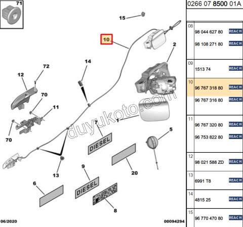 Depo Kapağı Açma Kolu P301