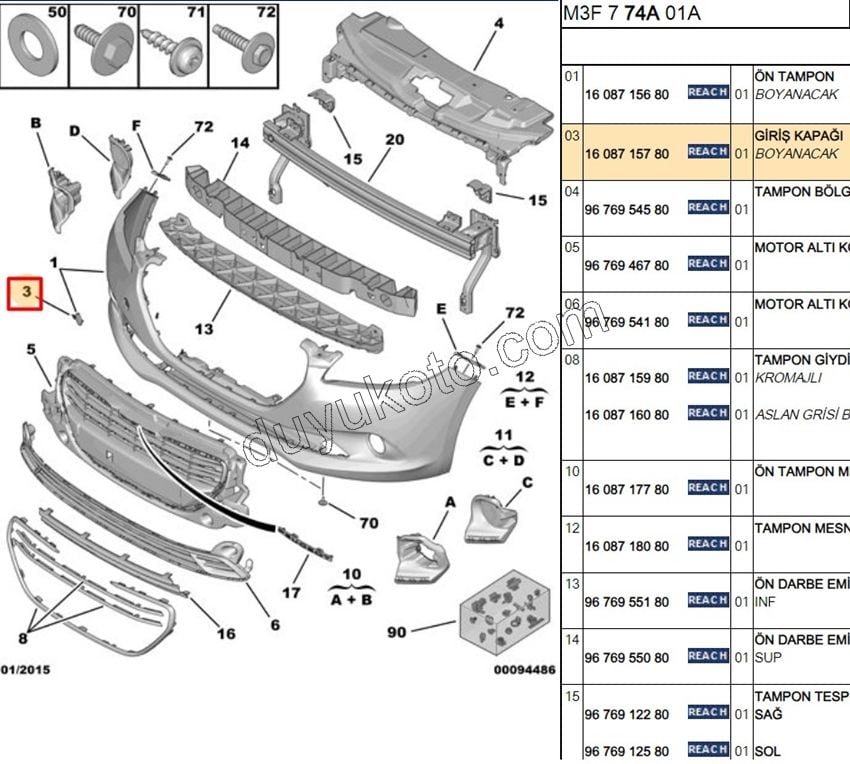 Ön Çeki Demiri Kapağı P3011 YUVARLAK