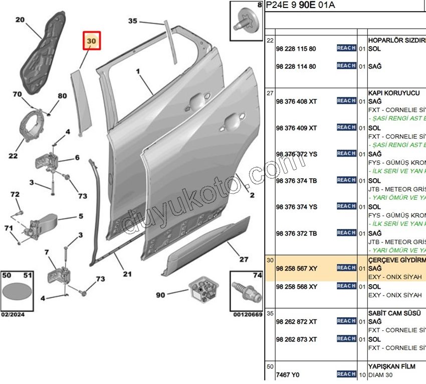Kapı Direği Bandı Sağ Arka Kapı
