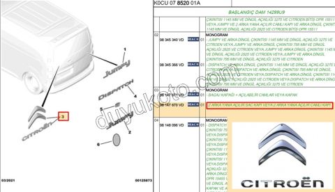 YAZI BAGAJ CITROEN + LOGO JY4 2P