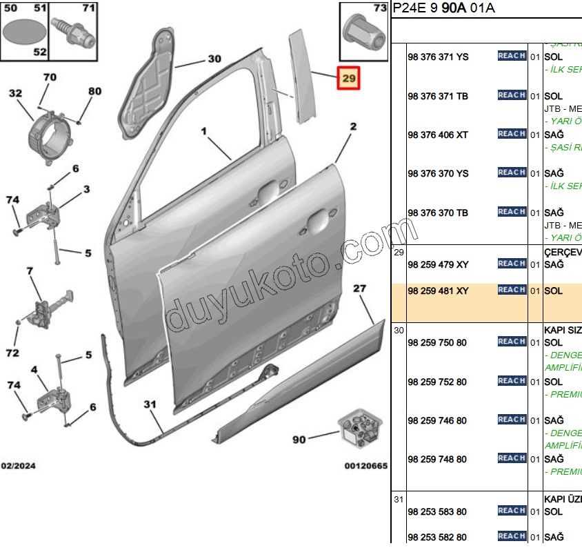 Kapı Direği Bandı Sol Arka Kapı P20082