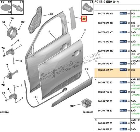 Kapı Direği Bandı Sol Arka Kapı P20082