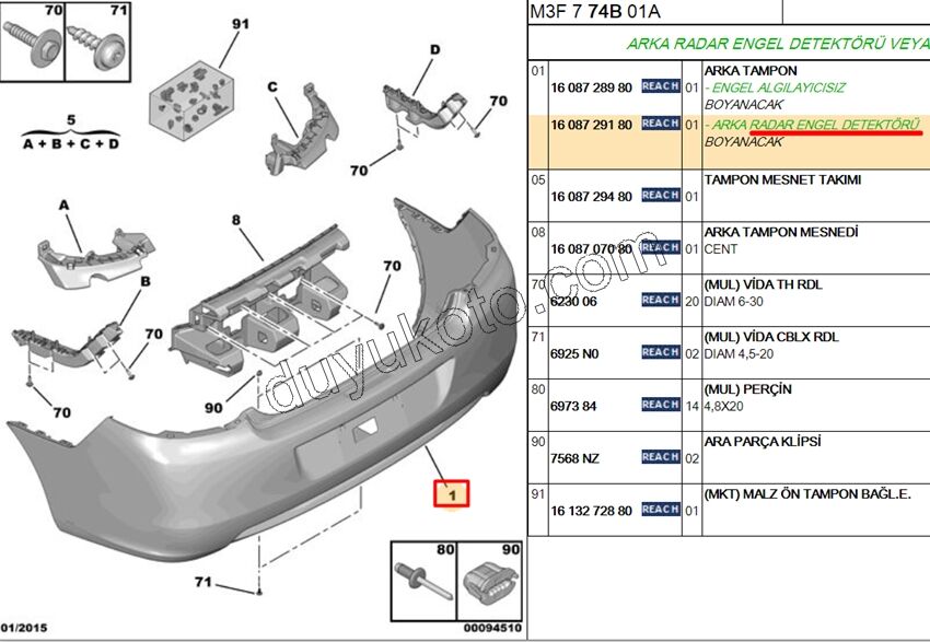 TAMPON ARKA P301 SENSOR+