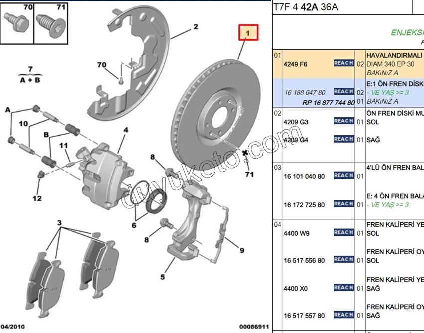 Ön Fren Diski Adet (X2) 1.6THP 200HP P3081 P5081 DW10F