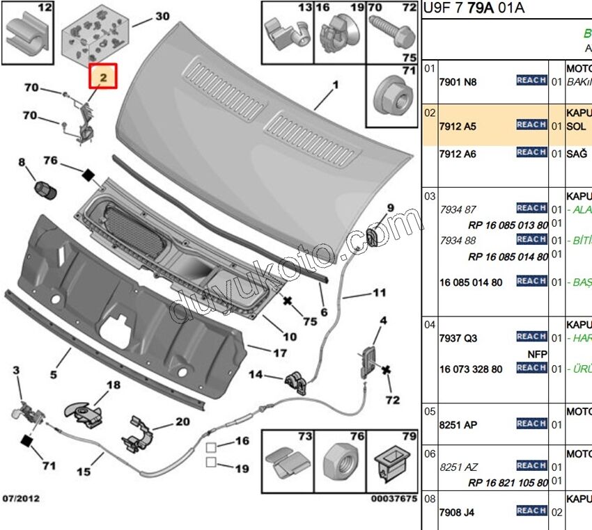 MENTESE MOTOR KAPUT L BXR3