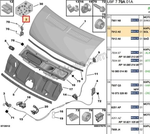 MENTESE MOTOR KAPUT L BXR3