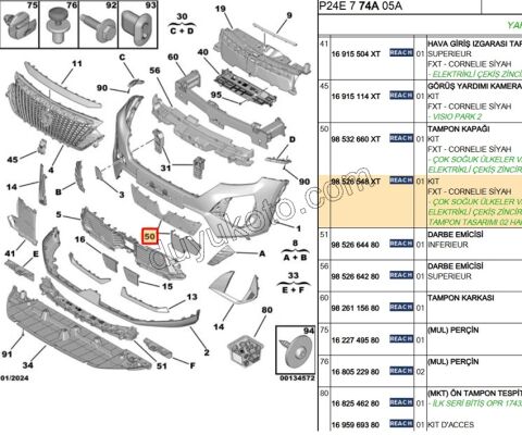 KAPAK ON TAMPON IZGARA ARKASI TK P20082MQ 3LED