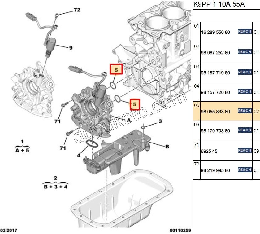 Yağ Pompa Contası (Oringi) Blok Tarafı 1.4HDİ Euro5 12/16 1.6HDİ Euro5 1.5HDİ Euro6
