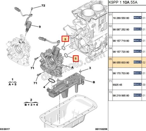 Yağ Pompa Contası (Oringi) Blok Tarafı 1.4HDİ Euro5 12/16 1.6HDİ Euro5 1.5HDİ Euro6