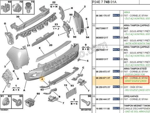DIFUZOR ARKA TAMPON ALT P20082