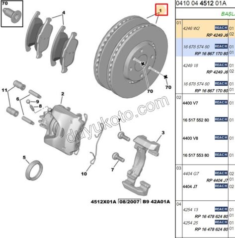 Ön Fren Diski Adet (X2) PRT3 P307 P3081 P50081 16JANT