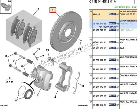 Ön Fren Diski Adet (X2) 1.6THP 156HP