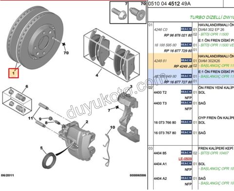 Ön Fren Diski Adet (X2) 1.6THP 156HP