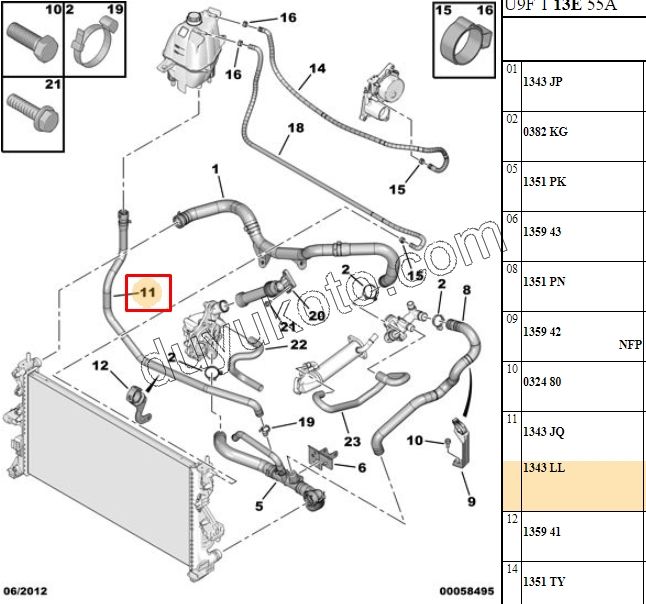 Radyatör Ek Su depo Hortumu Alt Kalın BXR3