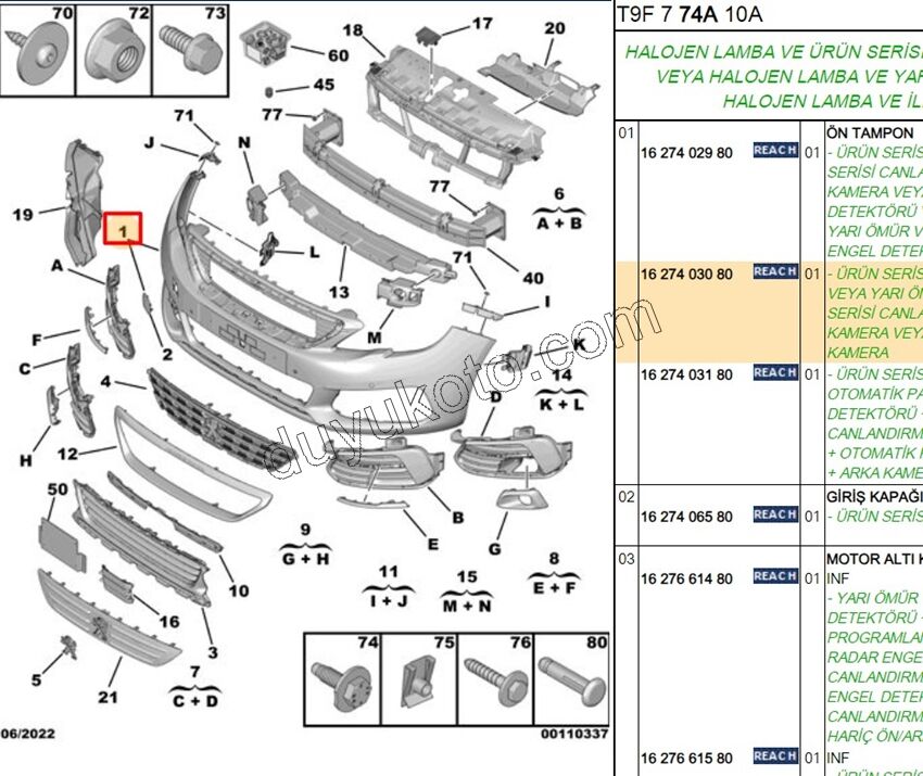 Ön Tampon P3082 MQ CEKI KAPAK+