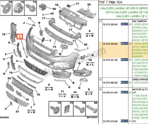 Ön Tampon P3082 MQ CEKI KAPAK+