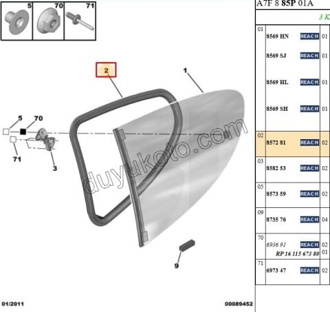 Arka Kelebek Camı Fitili 3P P207