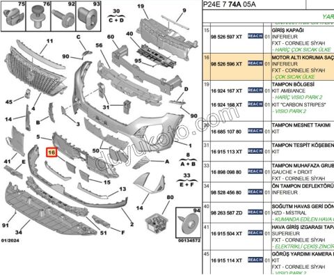 KAPAK ONTAMPON ALT IZGARA ORTA RADAR P20082MQ 3LED