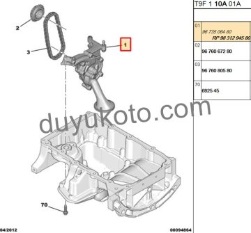 PEUGEOT 208 YAĞ POMPASI 1.2 VTİ BENZİNLİ EB2 2012-2014