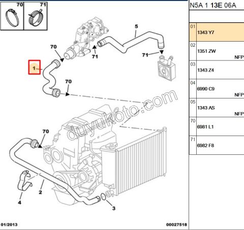 Radyatör Hortumu Üst (Otomatik Vites) P306 1.6L 90HP