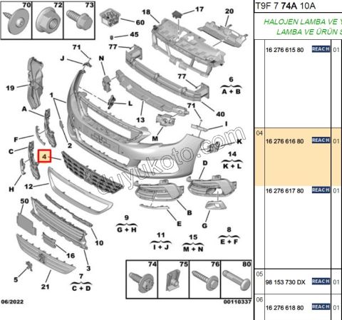 PANJUR ON TAMPON P3082 ARMA YOK KROM YOK