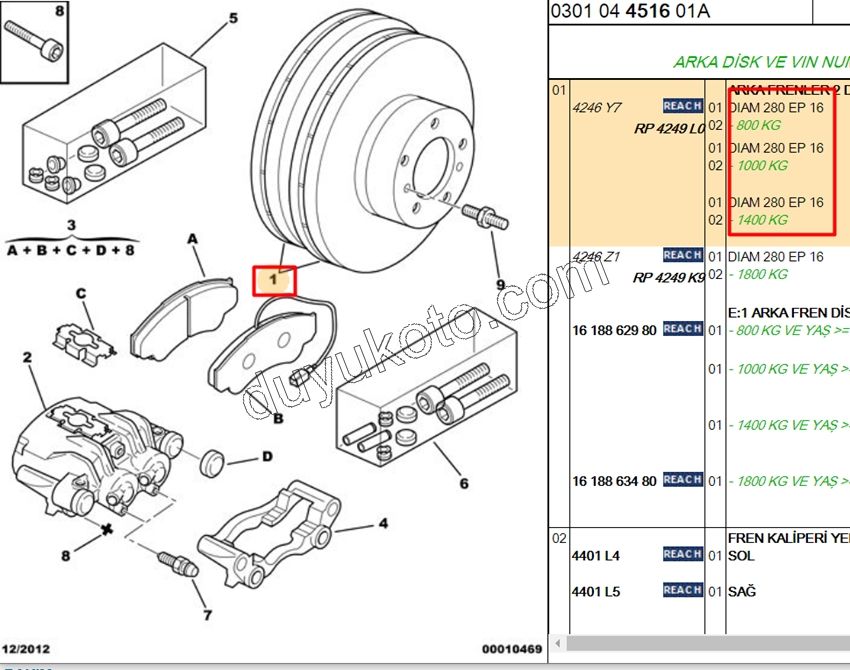 Fren Diski Arka Adet (X2) 14Q BXR2
