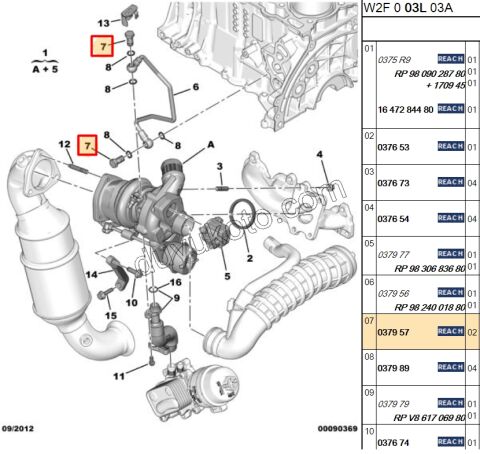 CIVATA TURBO YAGLAMA BORU UST 1.6VTi 120HP 1.6 THP