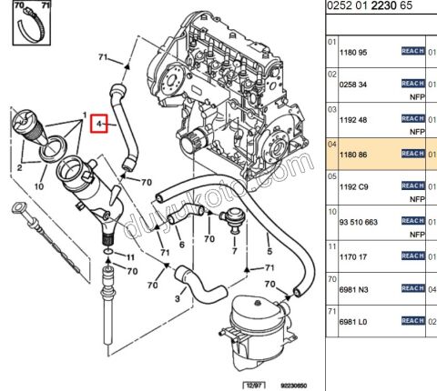 HORTUM YAG BUHAR PRT1 XUD9 186MM