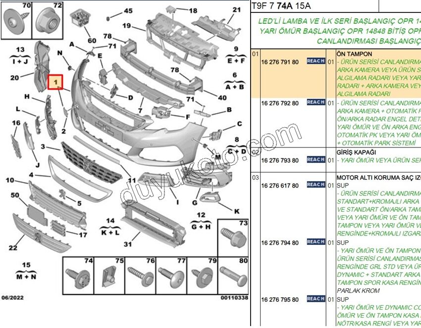 Ön Tampon P3082 MQ LED FARLI+ PANJUR+
