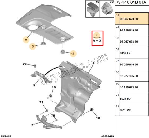 KAPAK MOTOR UST KAPAK 1.6HDİ Euro6 D P301MQ C3 B618