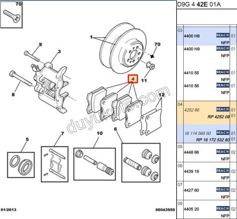 Fren Balatası Arka Tk P406 P607