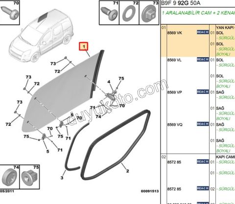 CAM SURGULU KAPI L PRT3 FITIL+