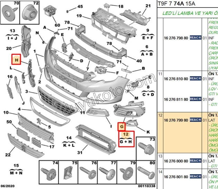 IZGARA ON TAMPON KOSE TK P3082MQ SIS DELIK+