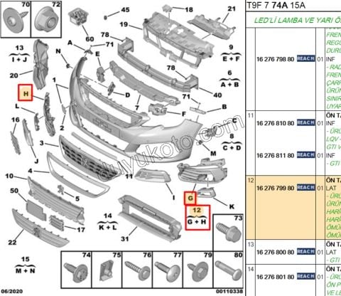 IZGARA ON TAMPON KOSE TK P3082MQ SIS DELIK+
