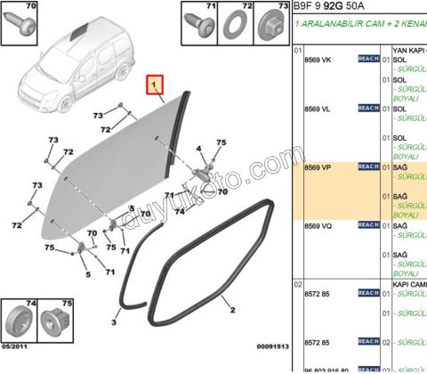 CAM SURGULU KAPI R PRT3 FITIL+