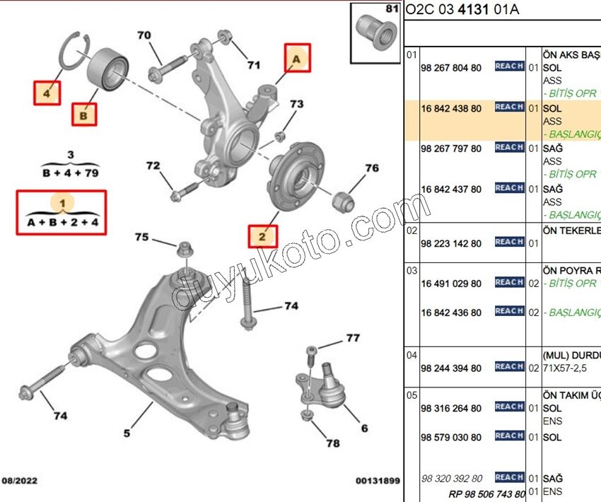 Ön Sol Aks Taşıyıcısı    YM AMI KOMPLE