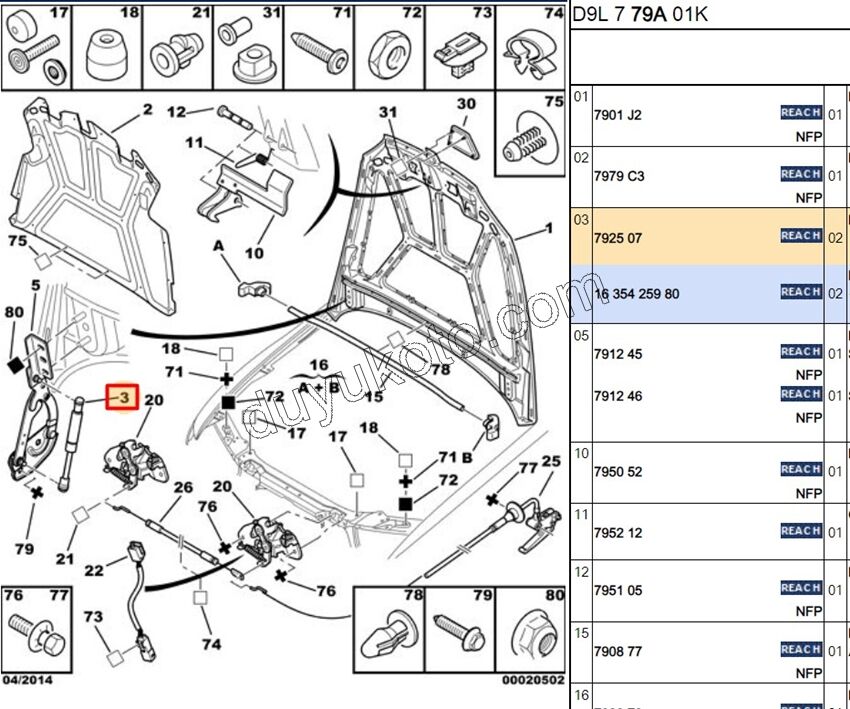 Motor Kaput Amortisörü P406 COUPE