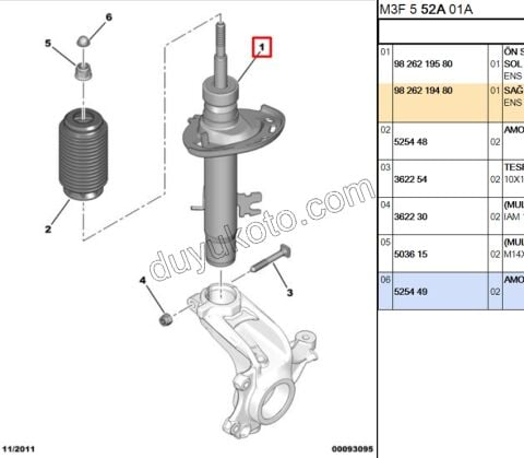 PEUGEOT 301 CITROEN CELYSEE Ön Amortisör SAĞ  
1.5 HDİ 100HP Euro6 2018> 72MM 100HP