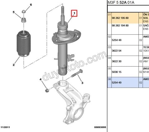 PEUGEOT 301 CITROEN CELYSEE Ön Amortisör SOL 1.5 HDİ 100HP Euro6 2018> 72MM 100HP