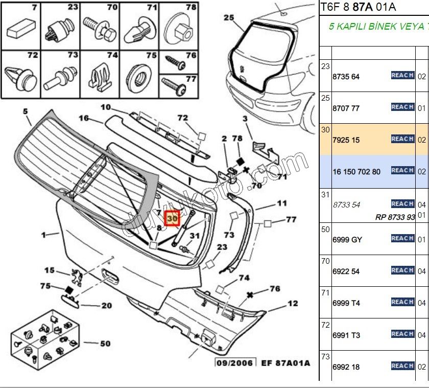 Bagaj Kapak Amortisörü P307