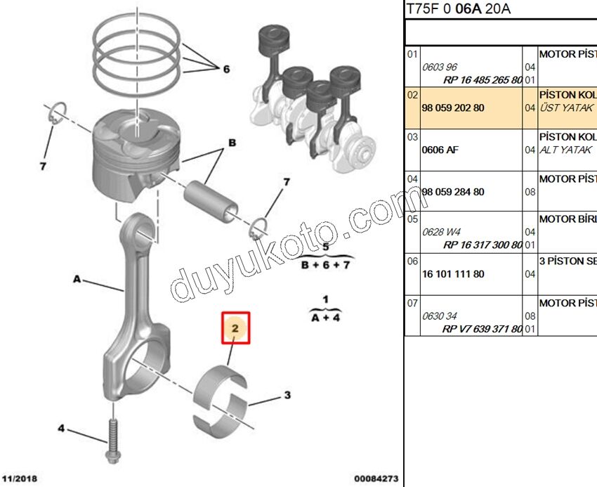 YATAK KOL UST X 4AD 1.6THP 200HP 200HP