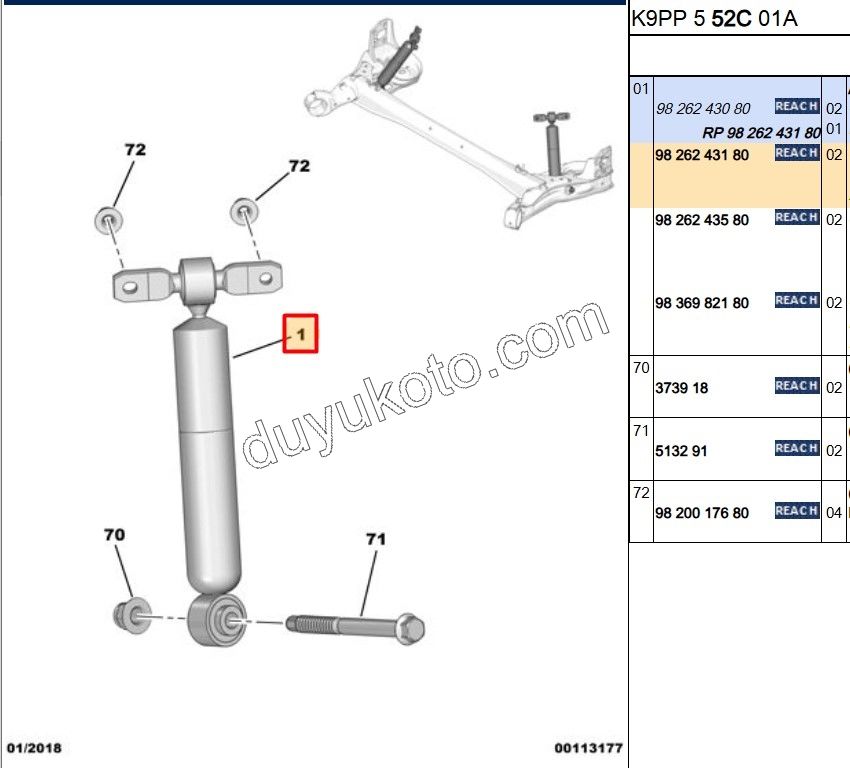 2019> Partner Rifter Berlingo Combo Doblo Proace City Arka Amortisör CAM